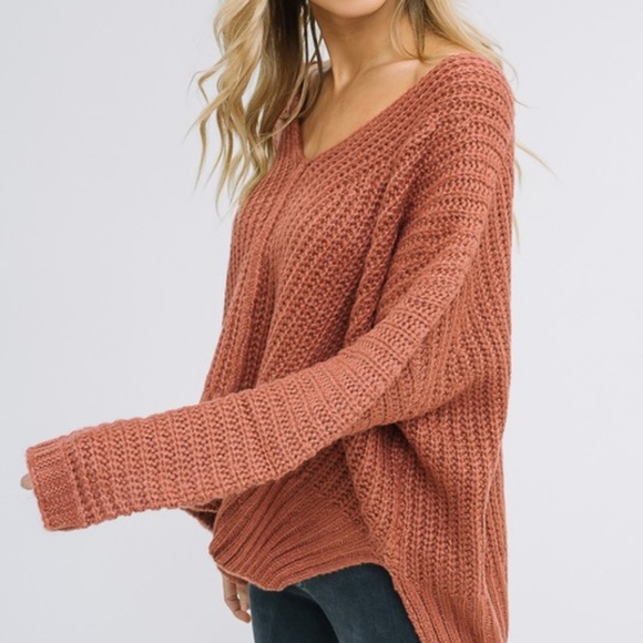 NWT Terracotta V-Neck Sweater - Picture 3 of 8